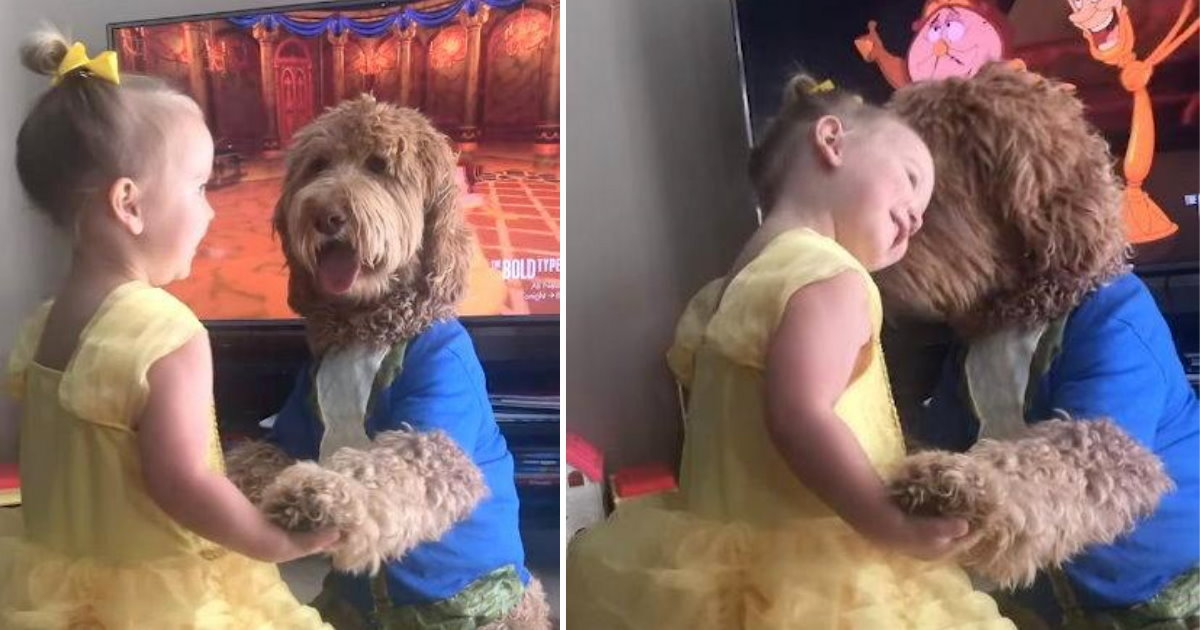 Toddler And Her Dog Recreate "Beauty And The Beast" Dance