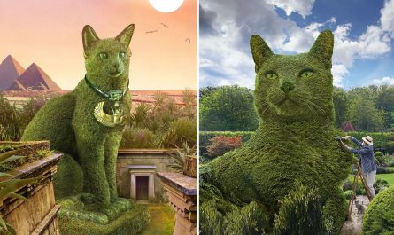 75 Year Old Artist Richard Saunders Designs Edits Of Bushes In Honor Of His Dead Cat
