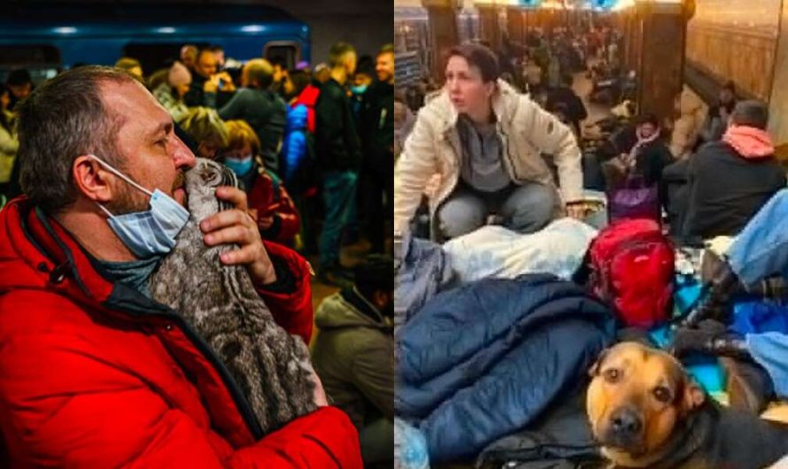 Heartbreaking Photos Show Ukrainians Clinging To Their Pets As They Flee