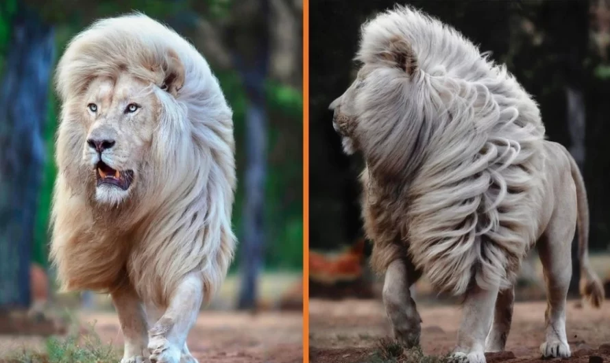 Magnificent Photos of a White Lion Showing His Majestic Mane