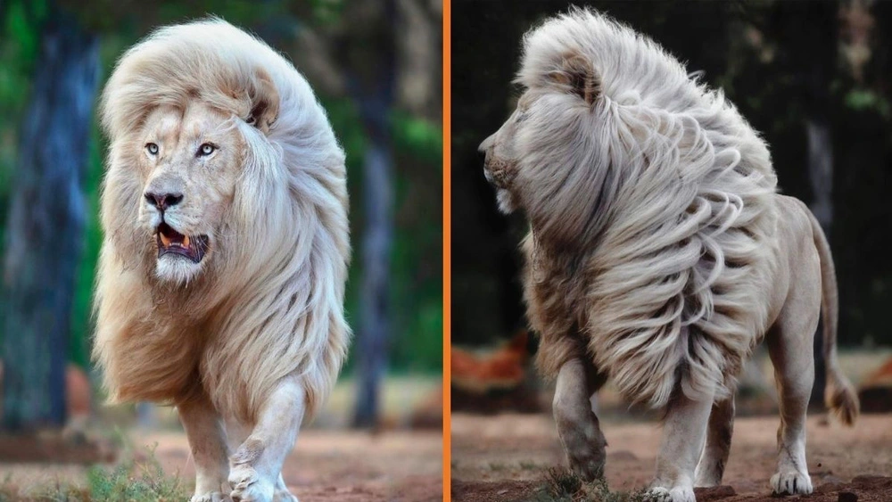 Magnificent Photos of a White Lion Showing His Majestic Mane