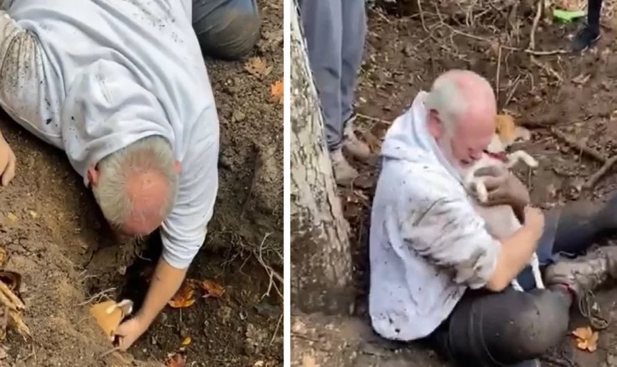 Man Cries Tears Of Joy After Strangers Assist Him Rescue His Dog From A Foxhole